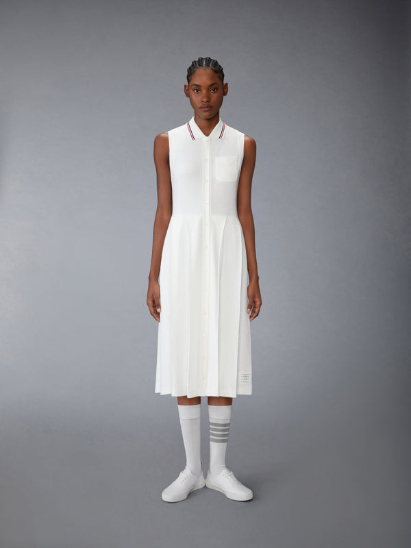 COTTON WAFFLE PLEATED POLO DRESS - image 1
