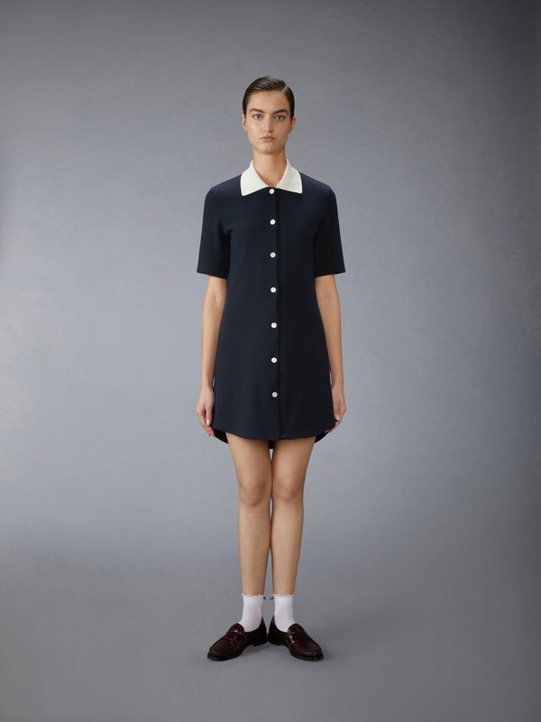SOLID DOUBLE FACE KNIT POLO DRESS - image 1