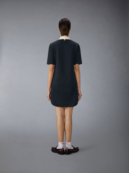 SOLID DOUBLE FACE KNIT POLO DRESS NAVY