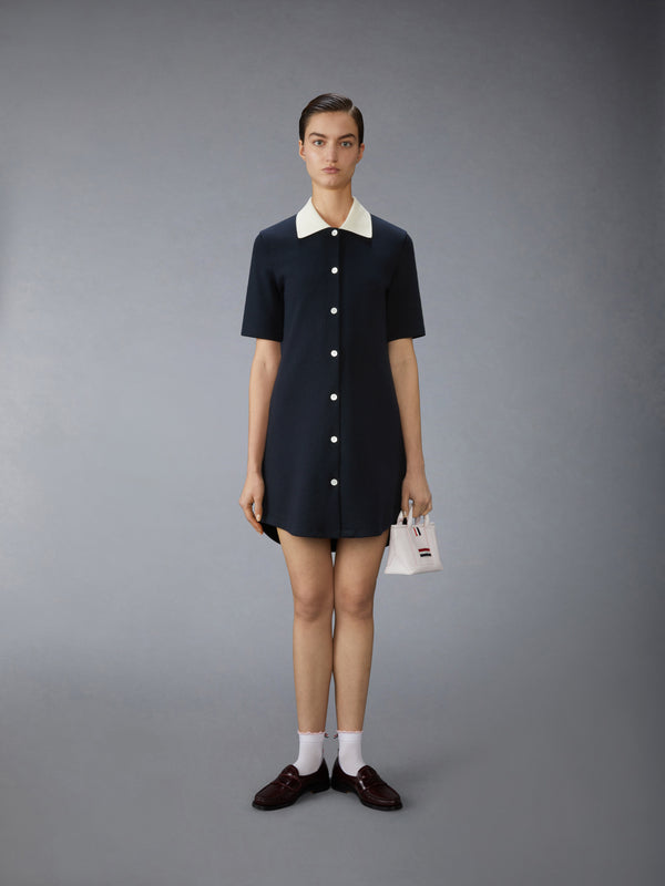 SOLID DOUBLE FACE KNIT POLO DRESS - image 4