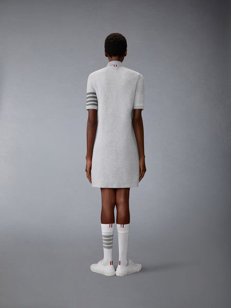 TEXTURED PIQUE 4-BAR POLO DRESS PALE GREY