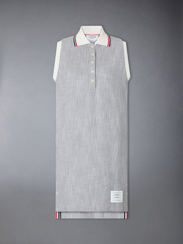 COTTON TWEED SLEEVELESS POLO DRESS - featured image