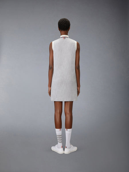 COTTON TWEED SLEEVELESS POLO DRESS LT GREY