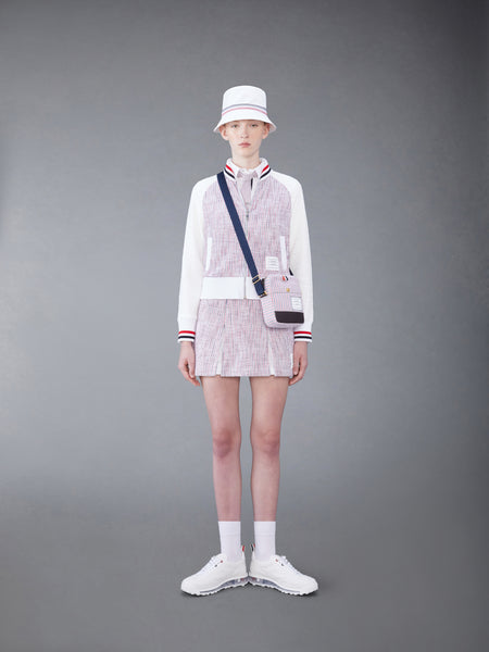 SEERSUCKER TWEED BOX PLEAT MINI SKIRT RWBWHT