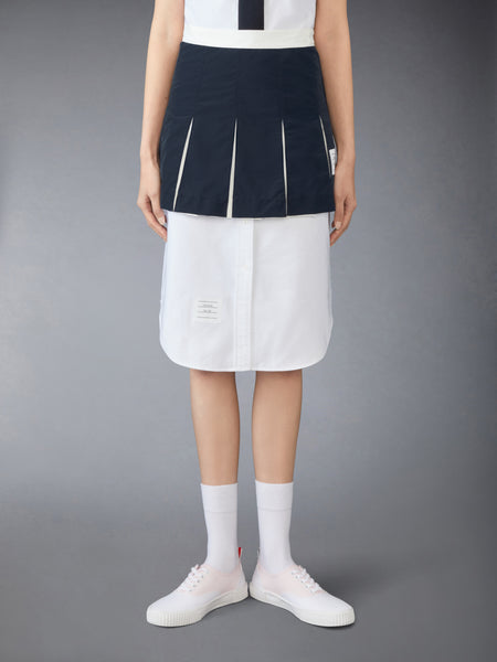 RIPSTOP BOX PLEAT MINI SKIRT NAVY