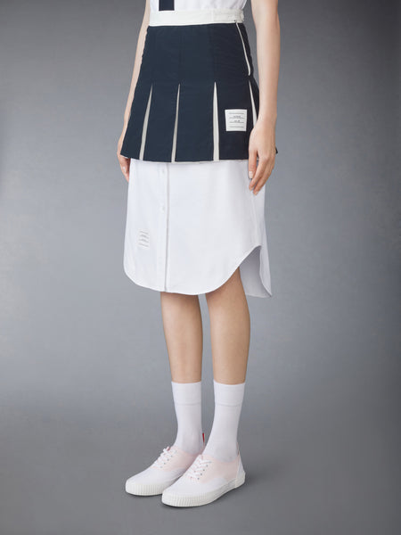 RIPSTOP BOX PLEAT MINI SKIRT NAVY