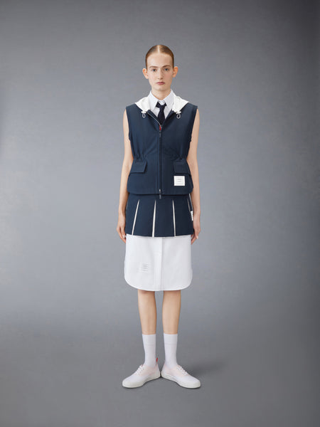 RIPSTOP BOX PLEAT MINI SKIRT NAVY