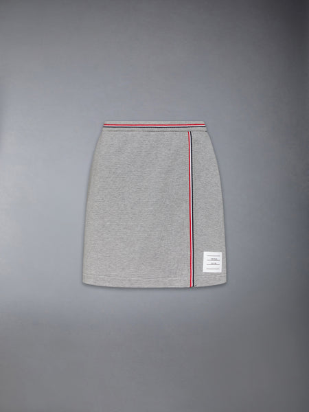 COTTON WAFFLE MINI WRAP SKIRT LT GREY