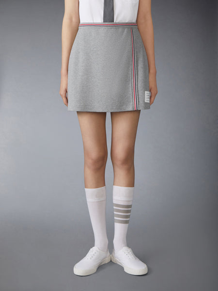 COTTON WAFFLE MINI WRAP SKIRT LT GREY