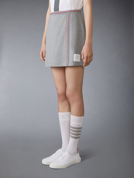 COTTON WAFFLE MINI WRAP SKIRT LT GREY
