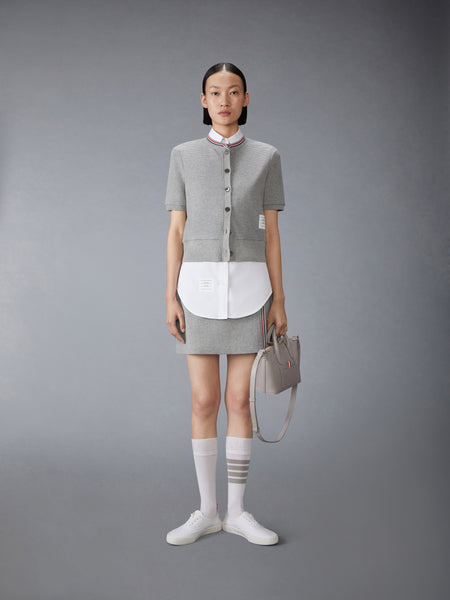 COTTON WAFFLE MINI WRAP SKIRT LT GREY