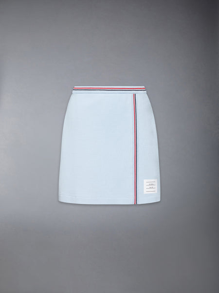 COTTON WAFFLE MINI WRAP SKIRT LIGHT BLUE