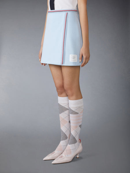 COTTON WAFFLE MINI WRAP SKIRT LIGHT BLUE