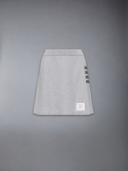 TEXTURED PIQUE 4-BAR BOX PLEAT MINI SKIRT PALE GREY