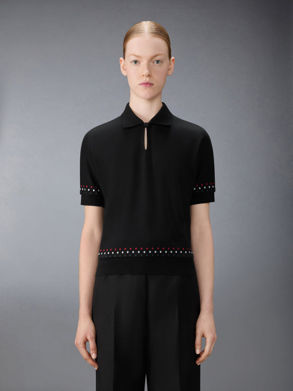 COTTON MILANO STARS & SNOWFLAKE EMBROIDERY POLO - image 1