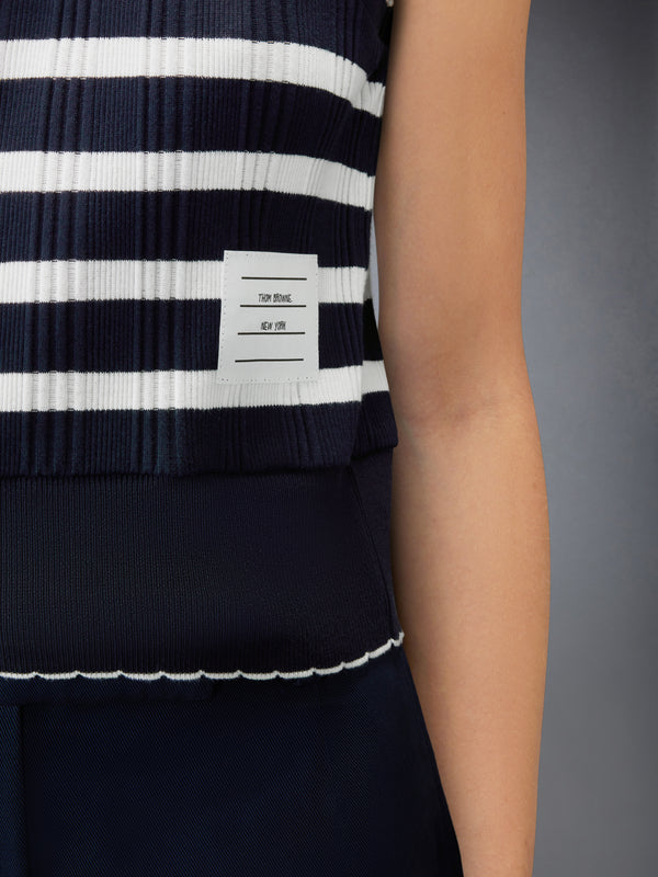 STRIPED SCALLOP EDGE SLEEVELESS POLO - image 4