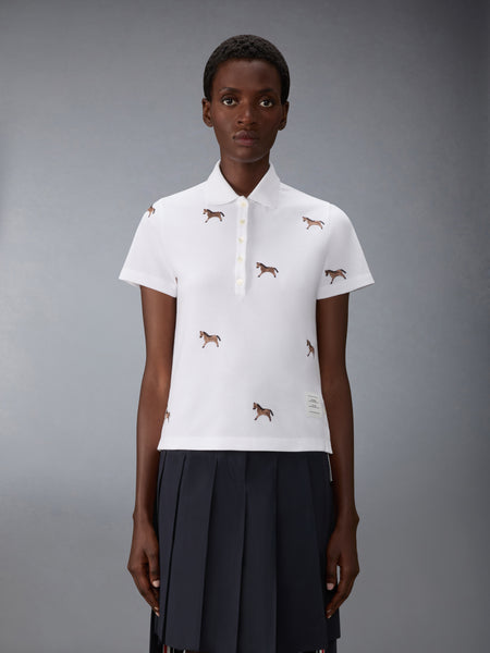 LUNAR NEW YEAR PIQUE HORSE EMBROIDERY POLO WHITE