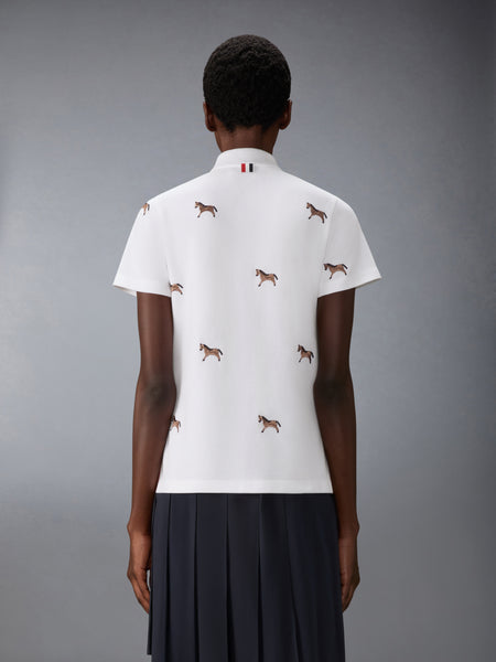 LUNAR NEW YEAR PIQUE HORSE EMBROIDERY POLO WHITE