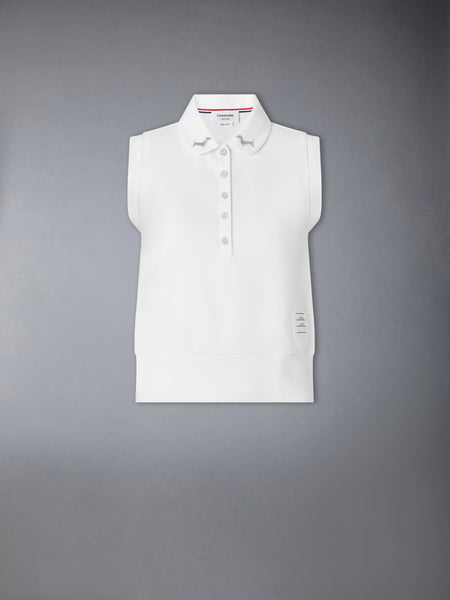 JERSEY EMBROIDERY SLEEVELESS POLO WHITE