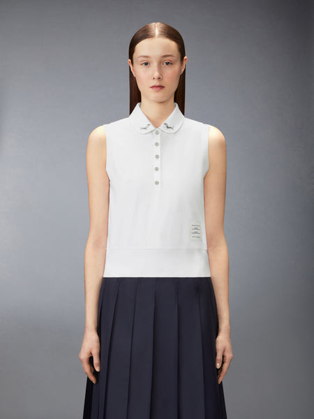 JERSEY EMBROIDERY SLEEVELESS POLO WHITE