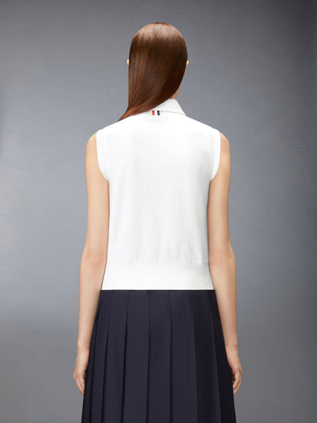 JERSEY EMBROIDERY SLEEVELESS POLO WHITE