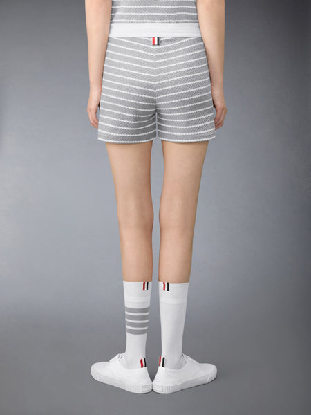 STRIPED HONEYCOMB SHORTS LT GREY/WHITE