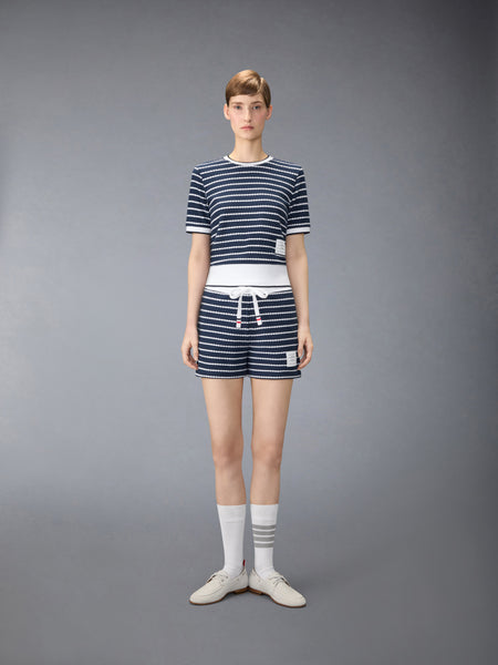 STRIPED HONEYCOMB SHORTS NAVY/WHITE