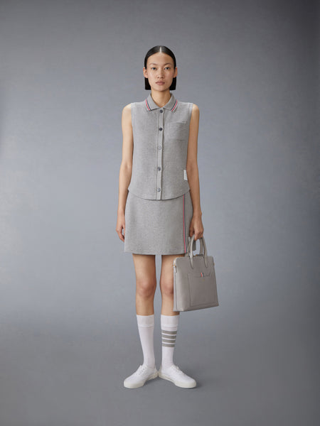 COTTON WAFFLE SLEEVELESS BUTTON SHIRT LT GREY