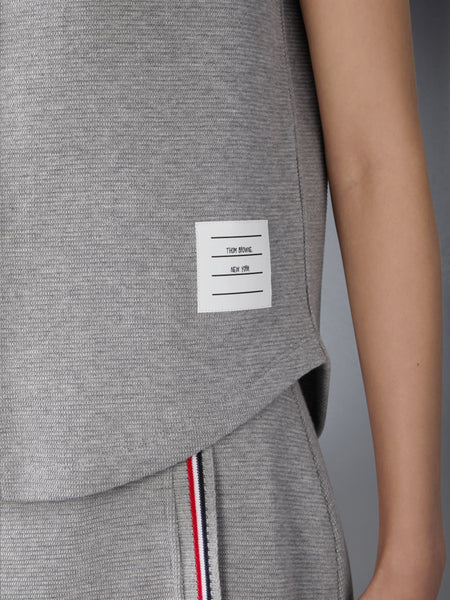 COTTON WAFFLE SLEEVELESS BUTTON SHIRT LT GREY