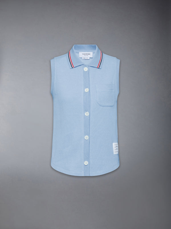 COTTON WAFFLE SLEEVELESS BUTTON SHIRT - featured image