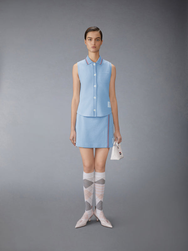COTTON WAFFLE SLEEVELESS BUTTON SHIRT - image 3