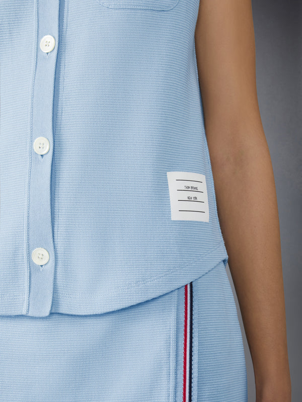 COTTON WAFFLE SLEEVELESS BUTTON SHIRT - image 4