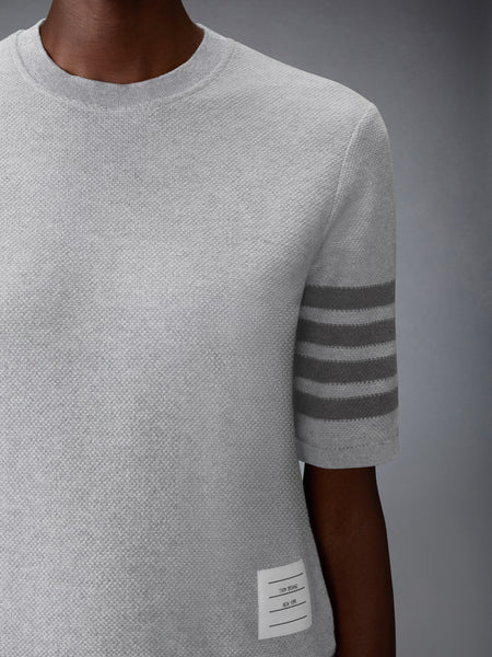 TEXTURED COTTON PIQUE 4-BAR TEE PALE GREY