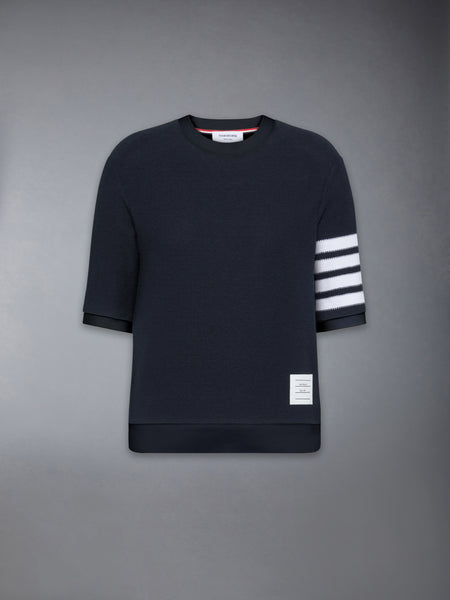 TEXTURED COTTON PIQUE 4-BAR TEE NAVY