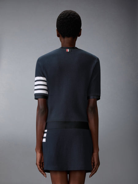 TEXTURED COTTON PIQUE 4-BAR TEE NAVY