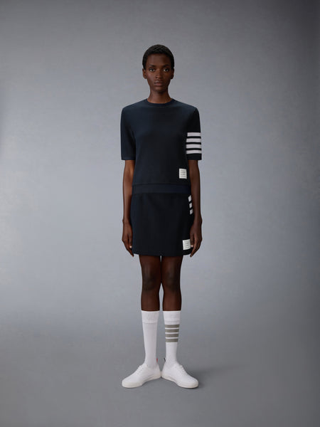 TEXTURED COTTON PIQUE 4-BAR TEE NAVY