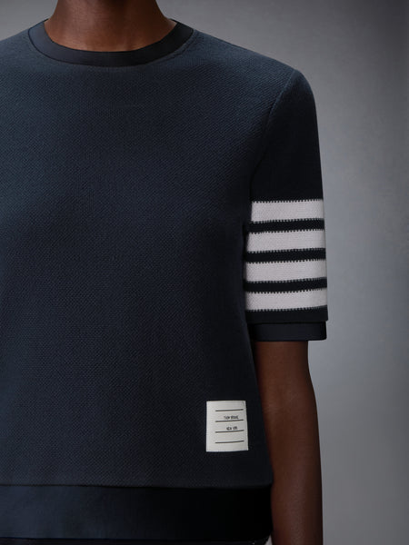 TEXTURED COTTON PIQUE 4-BAR TEE NAVY