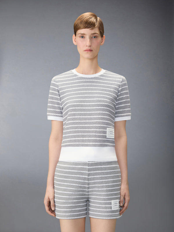 STRIPED HONEYCOMB RIB TEE - image 1