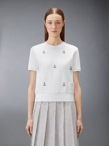 COTTON MILANO SAILBOAT RIB TEE WHITE