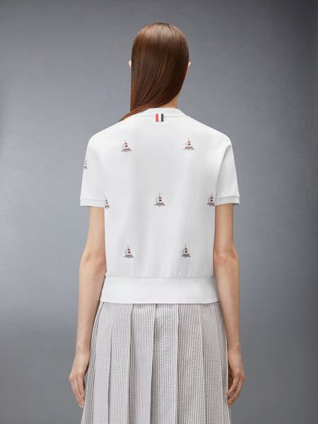 COTTON MILANO SAILBOAT RIB TEE WHITE