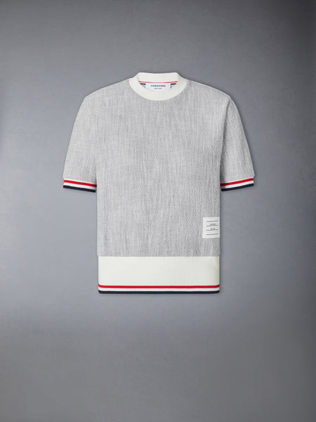 COTTON TWEED RWB CUFF TEE LT GREY