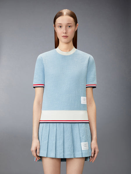 COTTON TWEED RWB CUFF TEE LIGHT BLUE