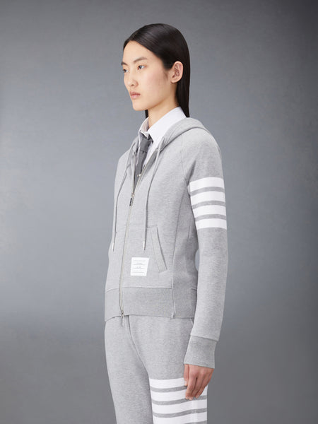 CLASSIC LOOPBACK 4-BAR ZIP HOODIE LT GREY