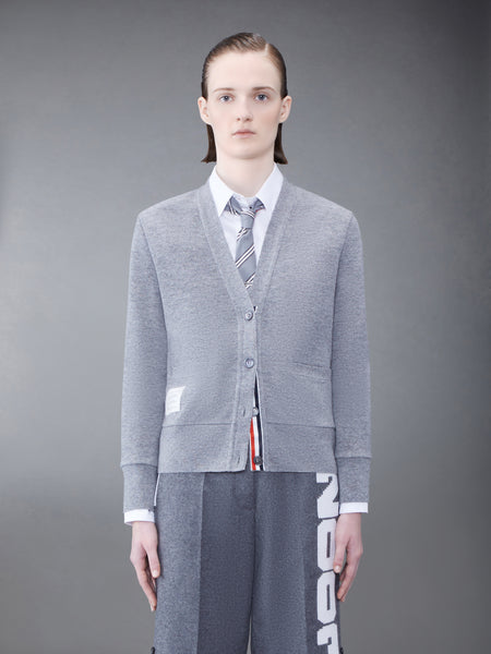 CASHMERE PIQUE 2003 V-NECK CARDIGAN LT GREY