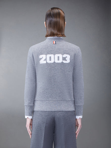 CASHMERE PIQUE 2003 V-NECK CARDIGAN LT GREY