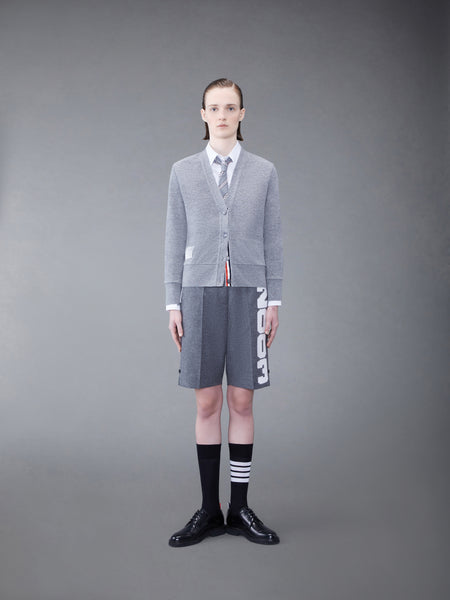 CASHMERE PIQUE 2003 V-NECK CARDIGAN LT GREY