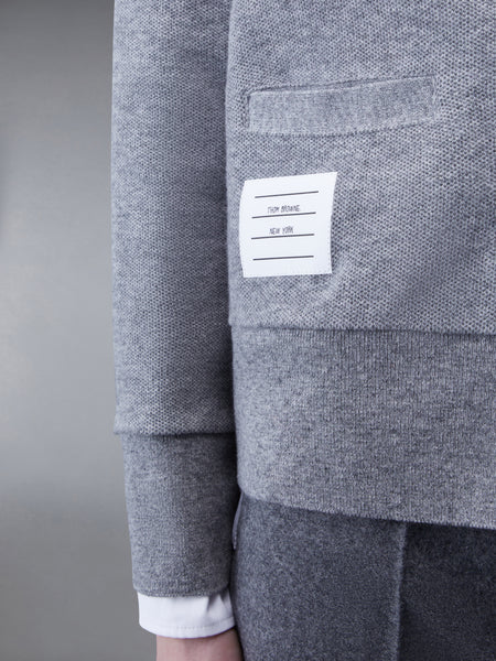 CASHMERE PIQUE 2003 V-NECK CARDIGAN LT GREY