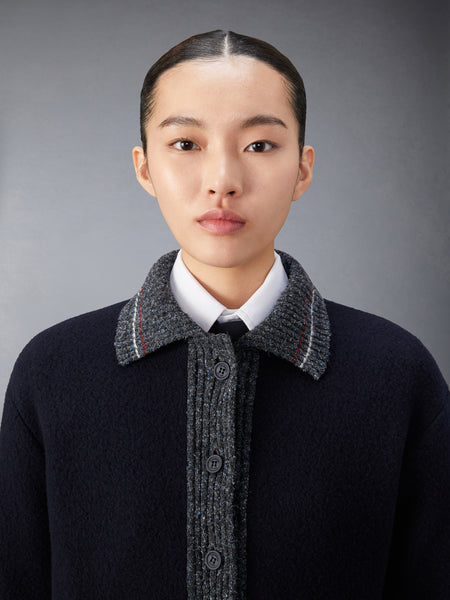 WOOL FLEECE CARDIGAN NAVY
