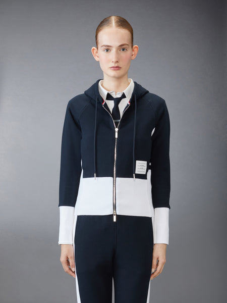 CLASSIC LOOPBACK 4-BAR ZIP UP HOODIE NAVY