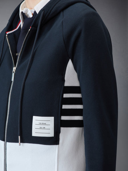 CLASSIC LOOPBACK 4-BAR ZIP UP HOODIE NAVY